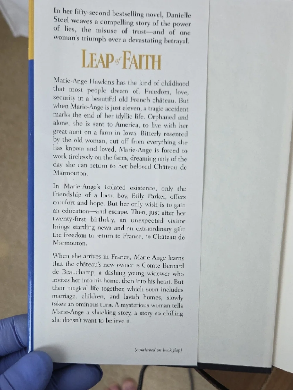 Hardcover..Danielle Steel Leap of Faith Hardcover Book - Blue & Yellow